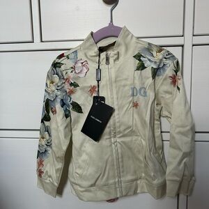 Dolce & Gabbana Cream and Blue Bomber Jacket
